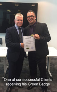 Taxi Knowledge of London Client receiving his green badge