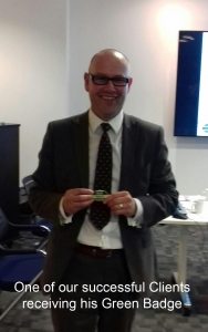 Taxi Knowledge of London Client receiving his green badge